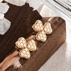 Настоящее золото 18K Латунь серьги, клевер, реальный 18 k позолоченный, 10.5x11.5 мм