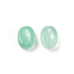 Средний Аквамарин Прозрачные стеклянные бусины, кофейный боб, спекающийся лак, средний аквамарин, 11x8.5x6.5 мм, отверстие : 1 мм