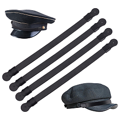 Черный Лента для ковбойской шляпы из искусственной кожи, регулируемый ремень для шляпы, чёрные, 285~495x14.5~19.5x7.5 мм, отверстие : 2 мм