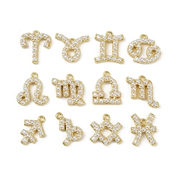 Настоящее золото 18K 12 шт 12 созвездия АБС пластик имитация жемчуга подвески, с латунным, долговечный, без кадмия и без свинца, стойки покрытие, реальный 18 k позолоченный, 12~14.5x9.5~14x3.5 мм, отверстие : 1.2 мм