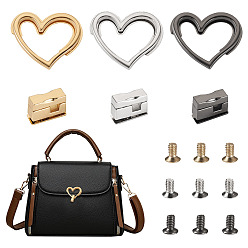 (52) Непрозрачная лаванда 3 сумки 3 цвета цинковый сплав сумка с поворотным замком аксессуары, сумочки замок, сердце, разноцветные, 5.5x5.6x1.5 см, 1 сумка / цвет