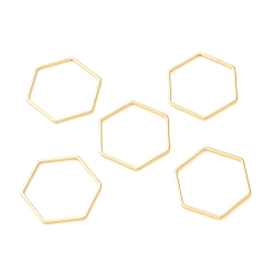Золотой 201 нержавеющей стали связывающий кольца, шестиугольник, золотые, 22x20x1 мм