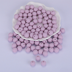 Lavender Round Silicone Focal Beads, Chewing Beads For Teethers, DIY Nursing Necklaces Making, Lavender, 15mm, Hole: 2mm