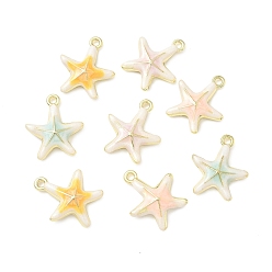 Морская звезда Подвески из эмали и сплава, золотые, разноцветные, морская звезда, 18x16x4 мм, отверстие : 1.6 мм