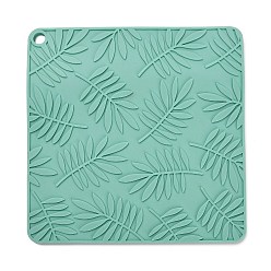 Бирюза Силиконовые термоизоляционные подставки под стаканы, ресторан западной столовой, квадрат с узором в виде листьев, бирюзовые, 170x170x5 мм