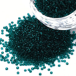 Teal 15/0 transparente böhmische Glasperlen, Runde, teal, 1.5x1 mm, Bohrung: 0.5 mm, ca. 500 g / Beutel