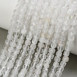 Quartz Crystal Natural Quartz Crystal Beads Strands, Rock Crystal, Faceted Cube, 4~4.5x4~4.5x4~4.5mm, Hole: 0.6~0.8mm, about 92~96pcs/strand, 15.08''(38.3~39cm)