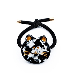 Noir Élastiques à cheveux en acétate de cellulose, accessoires pour cheveux pour femmes et filles, noir, 38x36mm