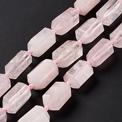 Quartz Rose Naturel a augmenté perles de quartz brins, facette, colonne, 23.5~25x15~18x13~15.5mm, Trou: 1.6mm, Environ 15 pcs/chapelet, 15.75~16.54 pouce (40~42 cm)