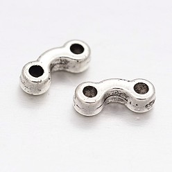 Argent Antique 2 -bouton entretoise en plastique ccb, argent antique, 8x3x2mm, Trou: 1mm