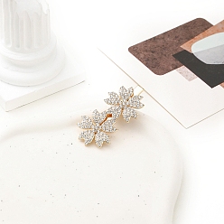 Цветок Позолоченные металлические заколки для волос из кожи аллигатора с хрустальными стразами, блестящие аксессуары для волос для девочек и женщин, цветок, 51x26 мм