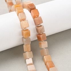 Авантюрин Натуральные оранжевые бусины из авантюрина, кубические, с бисером, 8~8.5x8~8.5x8~8.5 мм, отверстие : 1.2 мм, около 38~39 шт / нитка, 14.96'' (38 см) ~ 15.35'' (39 см)