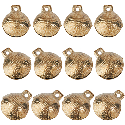 Без Покрытия Латунные подвески-колокольчики, круглый со случайным узором, сырой (без покрытия), 31x27x19 мм, отверстие : 2 мм, 12 шт / комплект