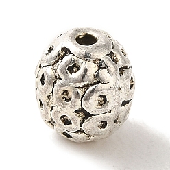 Antique Silver Tibetan Style Alloy Beads, Cadmium Free & Lead Free, Textured, Oval, Antique Silver, 8.5x8x7.5mm, Hole: 1.4mm
