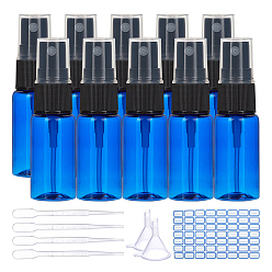 Blue DIY Plastic Spray Bottle, Mini Transparent Plastic Funnel Hopper, 2ml Disposable Plastic Dropper and Label Paster, Blue, 8.4x2.4cm,  Capacity: 15ml