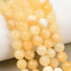 Jade Amarillo Cuentas de jade amarillo naturales hebras, ronda facetada (128 facetas), 8 mm, agujero: 1.3 mm, sobre 46 unidades / cadena, 14.37'' (36.5 cm)