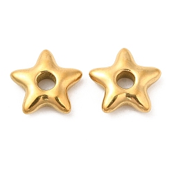 Золотой Ионное покрытие (ip) 304 шарики из нержавеющей стали, звезда, золотые, 12x12.5x3.4 мм, отверстие : 2.8 мм