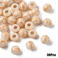 Light Goldenrod Yellow 30Pcs Resin European Beads, Large Hole Beads, Round, Light Goldenrod Yellow, 12x11mm, Hole: 4mm