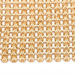 Champagne Gold Aluminum Beaded Trim Mesh Ribbon Roll, for DIY Jewelry Craft Making, Champagne Gold, 19-1/4~19-3/4 inch(490~500mm)