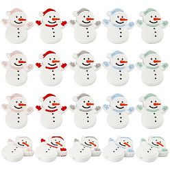 (52) Непрозрачная лаванда 20 шт 5 цвета снеговик рождественская тема пищевые экологически чистые силиконовые фокусные бусины, разноцветные, 32x29x10 мм, отверстие : 2 мм, 4cps/цвет