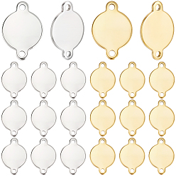 Золотой & Цвет Нержавеющей Стали 60 шт. 2 цвета 304 соединители из нержавеющей стали, плоско-круглые, золотые и нержавеющая сталь цвет, 10x14.5x0.7 мм, отверстие : 1.2 мм, 30 шт / цвет