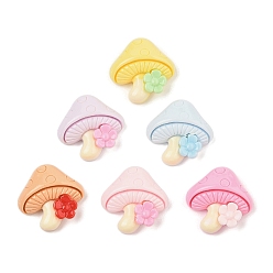 (52) Непрозрачная лаванда Непрозрачные кабошоны из смолы, гриб с цветком, разноцветные, 26x25.5x9.5 мм
