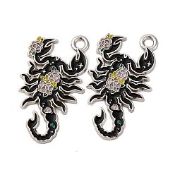 Платина Подвески из эмали и сплава, шарм скорпиона, платина, 27x15.5x1.5 мм, отверстие : 1.8 мм