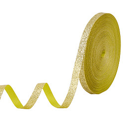 Золотистый 50 ярдов блестящей полиэстеровой ленты, золотые, 3/8 дюйм (10 мм)