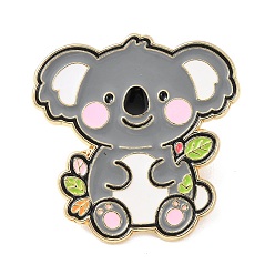 Серый Эмалевые булавки коала, булавки для лацканов из сплава для одежды рюкзака, золотые, серые, 33x32.5 мм