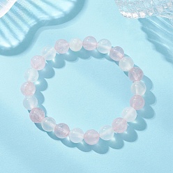Смешанные камни Женские браслеты из натуральных бусин розового кварца и селенита, круглые, бусины : 8.5 мм, внутренний диаметр: 1.97 дюйм (5 см)