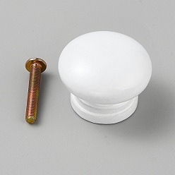 White Wood Drawer Knobs, with Screws, for Home, Cabinet, Cupboard and Dresser, Mushroom, White, 33x26.5mm