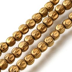 с Золотистым Покрытием Гальванические нити из синтетических немагнитных гематитовых бусин, тыква, с золотым покрытием, 3.5~4x3.5 мм, отверстие : 0.8 мм, около 107~112 шт / нитка, 15.75~15.91 дюйм (40~40.4 см)