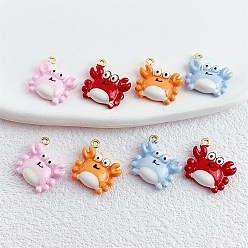 Краб Подвески из эмали и сплава, золотые, разноцветные, краб, 16.5x16.5x5 мм, отверстие : 1.4 мм