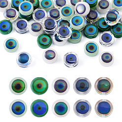 (52) Непрозрачная лаванда 50 шт 5 цвета стеклянные бусины, чувствительные к температуре бусины, меняющие цвет, Плоский круглый глаз, разноцветные, 12x5 мм, 10 шт / цвет