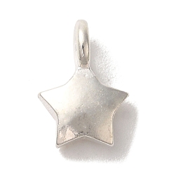 Звезда 925 серебряные шармы, серебряный цвет гальваническим, звезда, 9x6.5x2.5 мм, отверстие : 2 мм