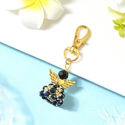 Черный Подвески из стекла и сплавов «ангел», с сплава шарнирного когтя омара застежками, чёрные, 64 мм