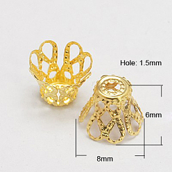 Золотой Железный шарик крышки, золотые, 8x6 мм, отверстие : 1.5 мм