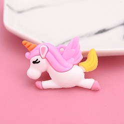 Бледно-Розовый Пластиковые подвески из пвх, прелести единорога, розовый жемчуг, 31x44 мм