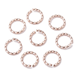 Rose Gold 304 Stainless Steel Open Jump Rings, Twisted Round, Rose Gold, 16 Gauge, 10x1.3mm, Inner Diameter: 8mm