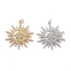 (52) Непрозрачная лаванда Латунные микропаве прозрачные подвески с фианитом, с прыжковых колец, звезда, разноцветные, 34x32x3 мм, Перейти кольцо: 5x1 мм, 3 мм внутренним диаметром