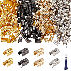 (52) Непрозрачная лаванда 400 шт. 4 цвета, железные складные обжимные концы, колонка, разноцветные, 14x9x9 мм, 100 шт / цвет