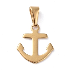 Golden 304 Stainless Steel Pendants, Anchor, Golden, 18x16x1mm, Hole: 8x3mm
