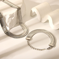 Нержавеющая Сталь Цвет 304 комплекты браслетов и ожерелий из нержавеющей стали для женщин, цвет нержавеющей стали