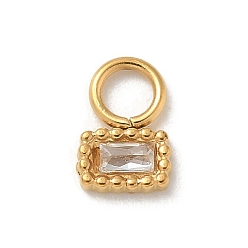 Кристалл Ионное покрытие (ip) 304 нержавеющая сталь с подвесками из стразов, реальный 14 k позолоченный, прямоугольный шарм, кристалл, 7.5x5x1.5 мм, отверстие : 2.5 мм