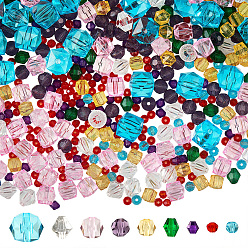 (52) Непрозрачная лаванда 1240 шт 9 стили прозрачные стеклянные бусины, разнообразные, граненые, разноцветные, 3~10 мм, отверстие : 0.6~2 мм