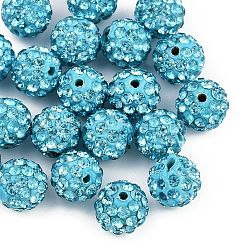 Небесно-голубой Бусины с класс А стразами, pave disco бусины, cmолы и каолина, круглые, голубой, С. 9 (1.5 мм), 1.6 мм, отверстие : 8 мм