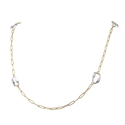 Золотой & Цвет Нержавеющей Стали 304 цепочки-скрепки из нержавеющей стали с нерегулярными овальными звеньями, золотые и нержавеющая сталь цвет, 31.34~31.50 дюйм (79.6~80 см)