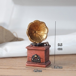 Другие Миниатюрные украшения из смолы, аксессуары для домашнего кукольного домика с микро-ландшафтом, притворяясь опорными украшениями, граmmофон, 45x36x95 мм