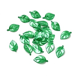 Зеленый лайм Непрозрачные акриловые подвески, жемчужные, очарование листа, зеленый лайм, 31.5x18.5x3.5 мм, отверстие : 1.8 мм