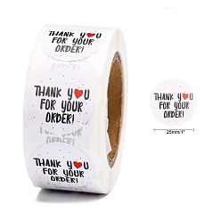 White 1 Inch Thank You Stickers, Self-Adhesive Kraft Paper Gift Tag Stickers, Adhesive Labels, for Presents, Packing Bags, with Word Thank you For your ORDER, White, Sticker: 25mm, about 500pcs/roll
